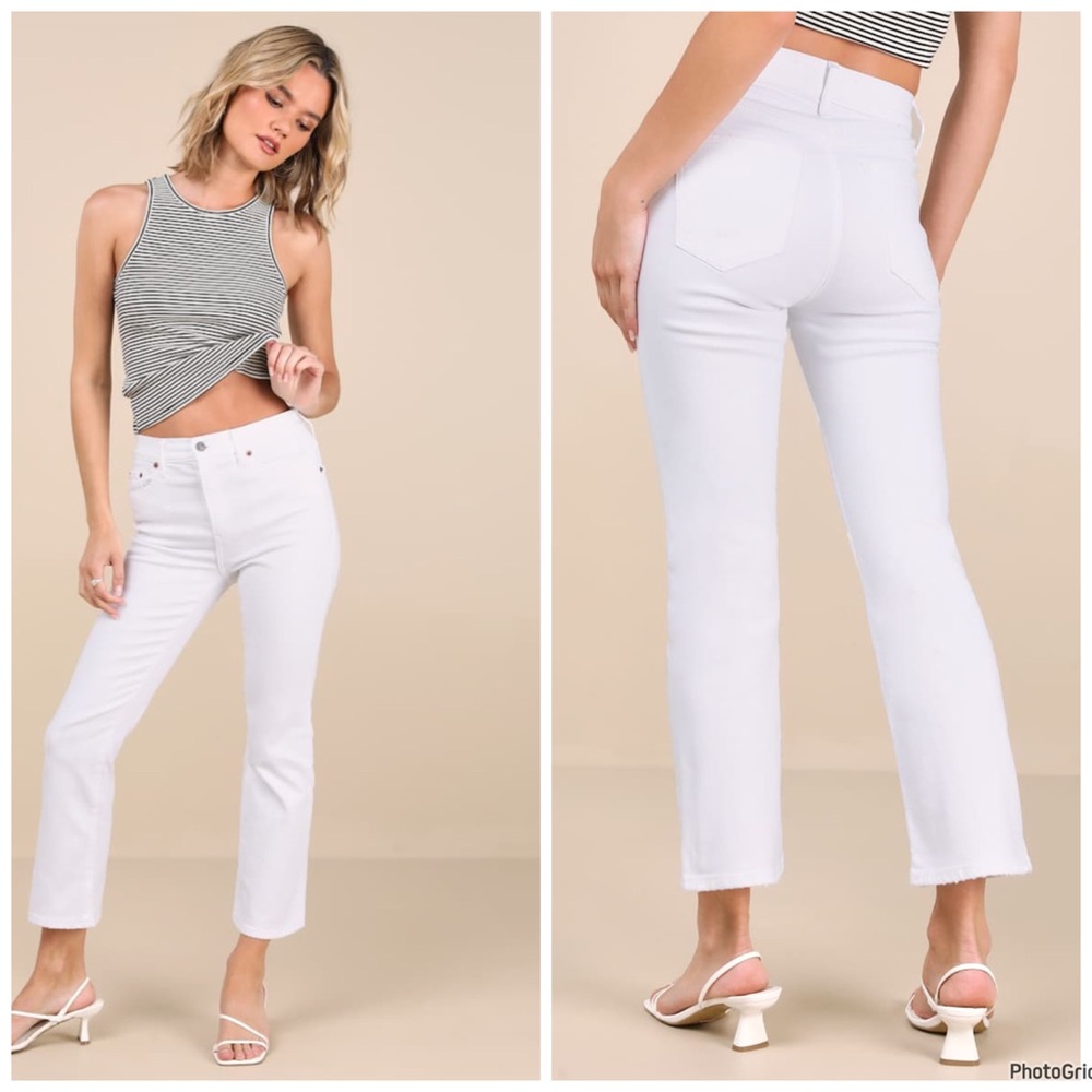 NWOT Lulu’s x DAZE Shy Girl White Cropped Flare Jeans $94 size‎ 25